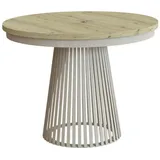 Compleo Esstisch Rund, Säulengestell mit Rillenstruktur DAST, Ausziehbar 100-180 cm braun