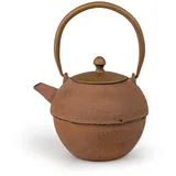 Bredemeijer Große induktive Guss-Teekanne 1.2 Liter - braune asiatische Gusskanne mit Henkel & Edelstahl-Tee-Filter Sieb-Einsatz - optimal für lose Teesorten