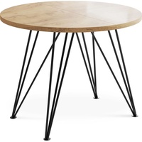 Runder Ausziehbarer Esstisch - Loft Style Tisch mit Metallbeinen - 100 bis 180 cm - Industrieller Rund Tisch für Wohnzimmer - Spacesaver - Eiche C...