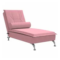 VidaXL Massage-Chaiselongue mit Nackenrolle Rosa Samt