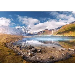 Fototapete PAPERMOON "See in Landschaft", bunt, B:5,00m L:2,80m, Vlies, Tapeten