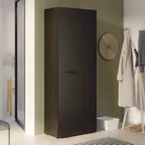 Forte NET106 Schrank 70 180, Mehrzweckschrank, Staubsaugerschrank, Abstellraum, Drehtürenschrank, 2-türig mit Einlegeböden, Schwarz, 68,7 cm breit x 181,1 cm hoch x 36,5 cm tief