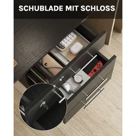Woltu Schreibtisch 3 Schubladen Schwarz
