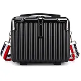 Duleylv Mini-Koffer, Hartschale, Make-up-Tasche, Reise-Kosmetikkoffer, tragbar, mit Schultergurt, für Damen, Schwarz