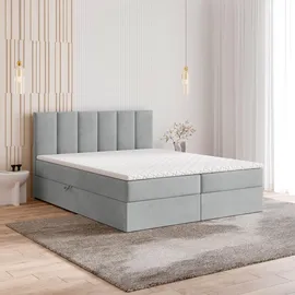 masseno Boxbett, Hellgrau, Holz, 160x200 cm Schlafzimmer, Betten, Boxspringbetten