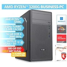 BRAINZAP Desktop-PC AMD Ryzen 3 3200G 3,6 GHz 16 GB RAM 500 GB SSD Windows 11