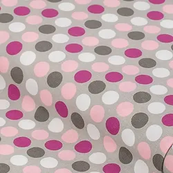 Baumwollstoff Tupfen "Mona", grau/beere/rosa