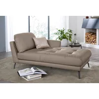 Chaiselongue W.SCHILLIG "softy" Sofas Gr. B/H/T: 106cm x 79cm x 168cm, Longlife Xtra-Leder Z59, Armlehne rechts, braun (stone z59) mit dekorativer Heftung im Sitz, Füße schwarz pulverbeschichtet