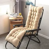 Morbuy Deckchair Auflagen für Gartenliegen, Sonnenliege Kissen Tragbare Garten Innenhof Gepolstertes Bett Relax-Liegestuhl Sitzauflage für Deckchair, Innen, Außen (170x48CM,Beige)