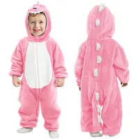 DiULi Dinosaurier Drachen Kostüm Kinder, Dinokostüm Jungen Mädchen mit Kapuze, Dino Onesie Jumpsuit Flanell Overall Kind für Halloween Karneval Dino Dress Up Party, Rosa 110