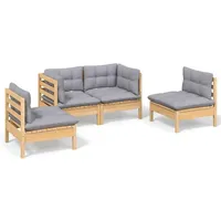 vidaXL Garten-Lounge-Set 4-tlg. grau Kiefer