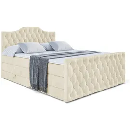altdecor Boxspringbett mit Matratze, Topper, Polsterbett mit, Bettkasten VILA-1-Z KING | Beige Holzwerkstoff, Höhe ca. 20 cm 140x200 cm, Schlafzimmer, Betten, Boxspringbetten