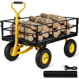 Vevor Gartenwage 112x75x27,8cm Transportwagen 544kg Belastbar Gartenwagen Stahlrahmen Gummiräder Gerätewagen 82cm Griff Handwagen Gartenkarre 2m