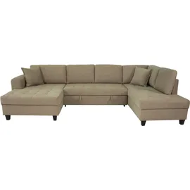 trends by hg Wohnlandschaft Polyester U-Form 3-Sitzer Braun