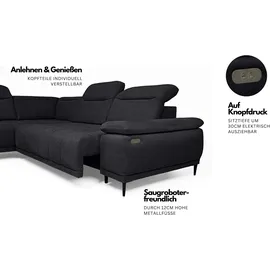 werk2 Ecksofa WERK2 "Focus-L, elektrisch erweiterbare Sitztiefe um ca. 30 cm, L-Form", beige, B:204cm H:82cm T:278cm, 92% Polyester, 8% Nylon, Sofas, Ecksofa, Komfort nach Maß: Ausziehbare Sitztiefe, verstellbare Kopfteile & Füße