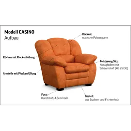 Cotta Polstergarnitur COTTA "Casino", braun (mud,), H:88cm T:92cm, FSC-zertifizierter Holzwerkstoff, Sitzmöbel-Sets, Sessel, 2-Sitzer, 2,5-Sitzer, hohe Rückenlehne