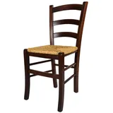 t m c s Tommychairs - Stuhl Venezia für Küche und Esszimmer, Robuste Struktur aus lackiertem Buchenholz im Farbton Dunkles Nussbraun und Sitzfläche aus Stroh