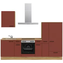 Nobilia Küchenleerblock Easytouch, Rot, Eiche, Metall, 3 Schubladen, nur wie online abgebildet bestellbar, 270 cm, Blauer Engel, Pefc, Goldenes M, Made in Germany, DGM-Klimapakt, seitenverkehrt erhältlich, vormontierter Korpus, Anti-Fingerprint, Küchen,