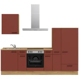 Nobilia Küchenleerblock Easytouch, Rot, Eiche, Metall, 3 Schubladen, nur wie online abgebildet bestellbar, 270 cm, Blauer Engel, Pefc, Goldenes M, Made in Germany, DGM-Klimapakt, seitenverkehrt erhältlich, vormontierter Korpus, Anti-Fingerprint, Küchen,