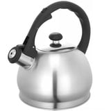 Luckyberg Moderne Wasserkessel Induktion Pfeifkessel aus Edelstahl, Teekessel für alle Kochplatten, Flötenkessel, Wasserkocher für Tee Kaffee, ca 1,8L, Silber