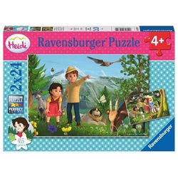 Ravensburger Puzzle 2 x 24 Teile Ravensburger Kinder Puzzle Heidi's Abenteuer 05672, 24 Puzzleteile