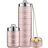 Barabesty Pillendose aus Metall, stapelbar, wasserdicht, für Reisen, 7 , Rosa