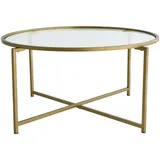 Asir Skye Decor, Gold- Sun S404NOS, Gold, Couchtische, 40x83x83 cm, 100% getempertes Glas