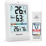Thermometer Wetterstation Funk Hygrometer Innen Außen mit Außensensor Weiß