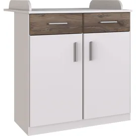 WIMEX Babymöbel-Set WIMEX "Joker", weiß (weiß, flagstaff eiche), B/H: 70cm x 140cm, Holzwerkstoff, Schlafzimmermöbel-Sets, Bett + Wickelkommode