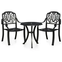 vidaXL 3-tlg Bistro-Set Aluminiumguss Schwarz