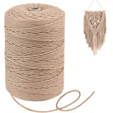 Homewit Makramee Garn 3mm 300m, Natur Baumwollgarn Makramee Für DIY Handwerk,Macrame Cord,Garn Für Makramee Graubraun