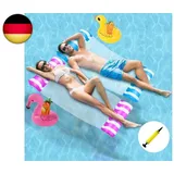 2 Stück Wasserhängematte mit 2 Aufblasbares Getränkehalter und 1 Luftpumpe,4 in