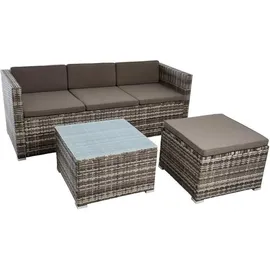 Estexo 3-Sitzer Rattan Couch Lounge-Set beige/braun