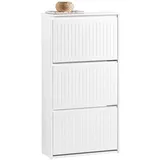 SoBuy Schuhkipper 61 x 120 x 26 cm mit 3 Klappen und verstellbaren Einlegeböden / weiß