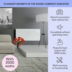 Klarstein Bornholm Konvektions-Heizgerät 2000W Timer 2 Heizstufen ECO-Modus Weiß