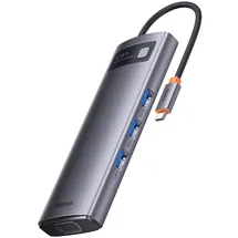 Baseus 8-in-1 (USB-C, Multi Dock Grau