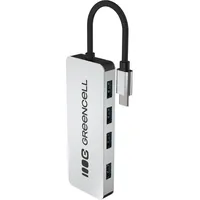 Green-Cell USB-Hub HUB-GC-C4A, grau, mit Metallgehäuse, 4× USB 3.0, Ports, Anschluss-Stecker USB-C