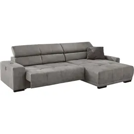 Jockenhöfer GRUPPE Le Mans mit elektromotorischer Sitztiefenverstellung (30 cm)", 315x110 cm Luxus-Microfaser Lederoptik Ottomane beidseitig grau (29537139-0)