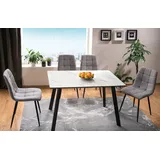 Esstisch Küchentisch Samuel 120x80x75cm Marmor weiß schwarz - Schwarz