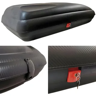 VDP Dachbox VDPBA320 320Ltr carbonlook abschließbar + Stahl Dachträger Aurilis Original kompatibel mit Opel Corsa E (3-5Türer) ab 2015