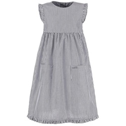 modAS Sommerkleid Kinder Kleid gestreift mit Rüschen – Mädchenkleid mit Streifen blau|weiß