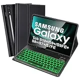 SOPPY Tastaturhülle für Samsung Galaxy Tab S9 FE+/S9+/S8+/S7+/S7 FE 12,4 Zoll, UK-Layout, schlanke Hülle mit Abnehmbarer Tastatur für Galaxy Tab S7 FE/S9 FE+/S9 Plus/S8 Plus/S7