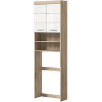 Inn.furn Waschmaschinenschrank weiß Hochglanz Eiche 63 x 191 cm