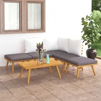 vidaXL Garten-Lounge-Set natur/grau-weiß