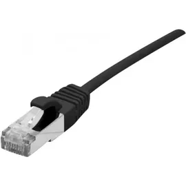 Dexlan Patchkabel Cat. 6A, S/FTP (PiMF), ultradünn, halogenfrei, mit Rastnasenschutz, schwarz, 0,3
