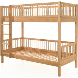 Home Affaire Etagenbett HOME AFFAIRE "Eiche massiv, Made in Europe, langlebige Qualität", braun (eiche natur geölt, eiche natur geölt, eiche natur geölt), B:104,9cm H:175,4cm L:207,5cm, Etagenbetten, Etagenbett, 2 Lattenroste, wahlweise mit oder ohne Bettschublade und