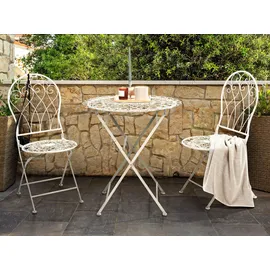Beliani Stiffe Gartentisch Ø 70 x 76 cm Cremeweiß