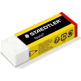 Staedtler Kunststoff-Radierer Noris, weiß, 20er Display mit Schiebe-Manschette in gelb/schwarz, einzeln in