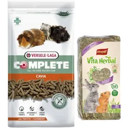 Versele Laga Nagerfutter CAVIA COMPLETE 1,75kg + VITAPOL Heu für Nagetiere, große 800g