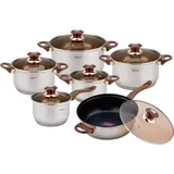 Kinghoff 12-teilig Edelstahl Topfset Kochtopfset Topfe mit Teflon Pfanne KINGHOFF KH-1768 Rosegold